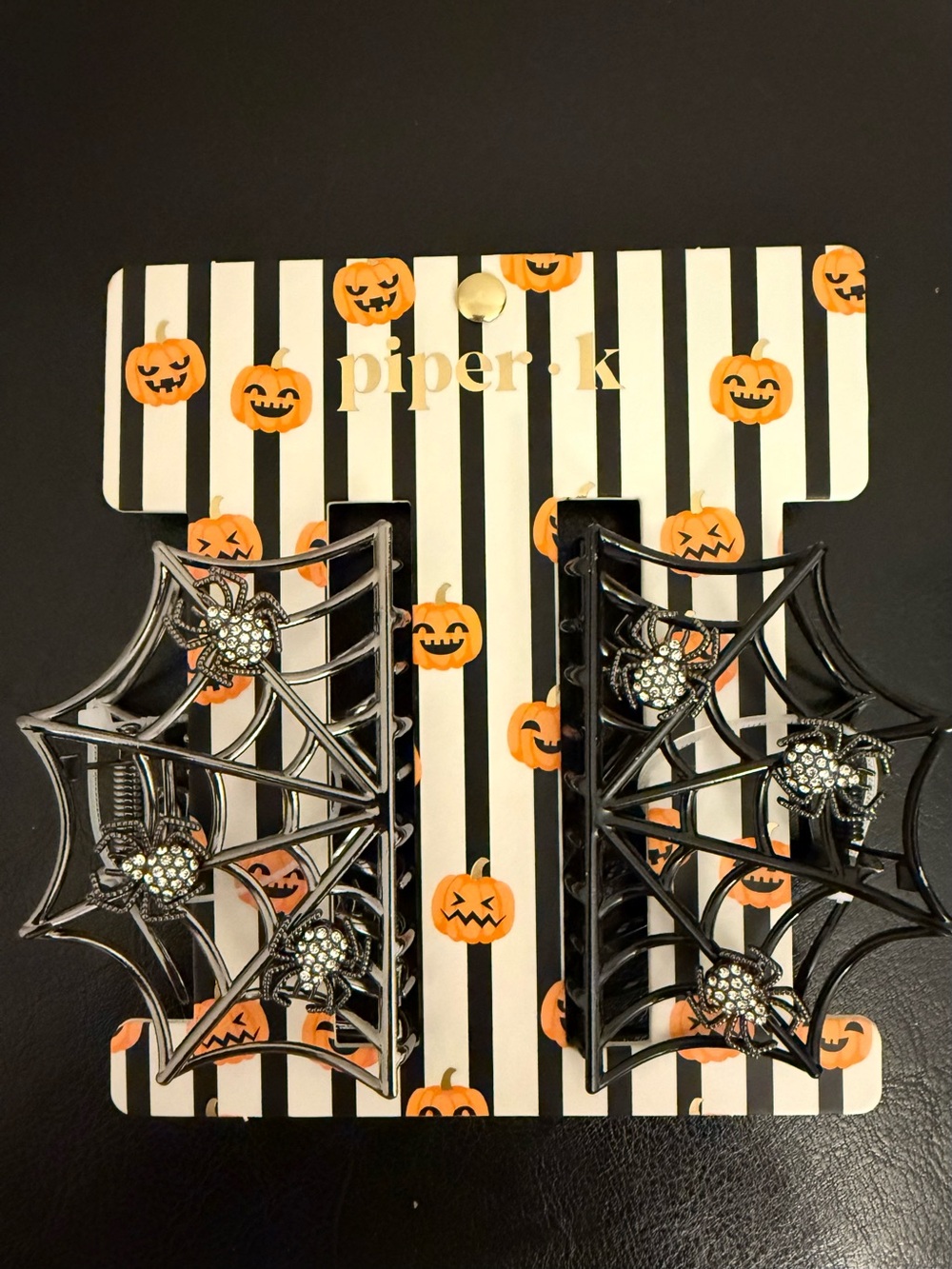 Piper K Halloween Spider Web Hair Clips.  Set of 2.